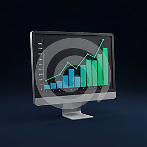 Ascending Bar And Line Graph On Computer Screen