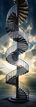 Ascending into the Future: A Closeup of a Spiral Staircase Again