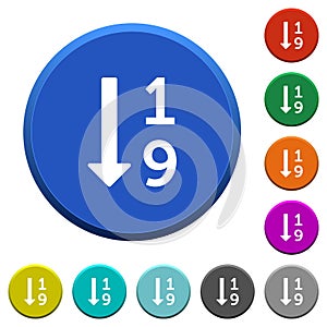 Ascending numbered list beveled buttons