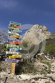 Ascending path to Penia de Bernal in the municipality of Cadereyta, state of Queretaro in Mexico