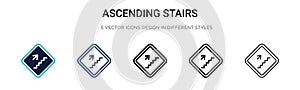 Ascending stairs signal icon in filled, thin line, outline and stroke style. Vector illustration of two colored and black