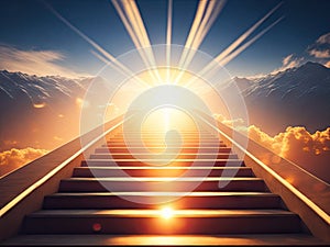 ascending stairs to the sun. ai generative