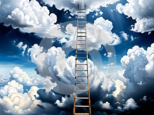 Ascending to the Skies The Infinite Journey on a Ladder.AI Generated