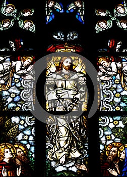 Ascension of jesus Christ in stained glass