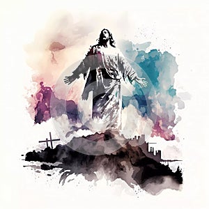 Ascension of Jesus Watercolor Style