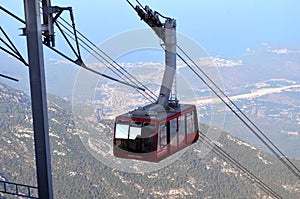 Ascent to the top of Tahtali mountain. Cableway Olympus