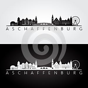 Aschaffenburg skyline and landmarks silhouette