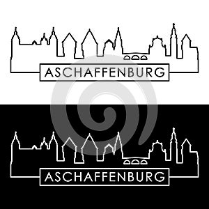 Aschaffenburg skyline. Linear style.