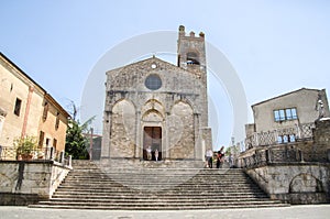 Asciano, Siena - long large staircase Sant Agata Church photo