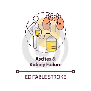 Ascites and kidney failure concept icon