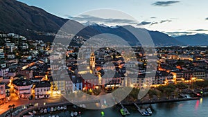 Ascona, Switzerland townscape on the shores of Lake Maggiore