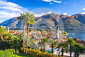 Ascona, Switzerland townscape on the shores of Lake Maggiore photo