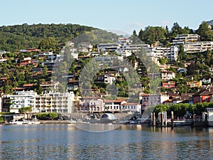 ASCONA travel city in SWITZERLAND withy view on Lake Maggiore