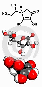Vitamin C ascorbic acid, ascorbate molecule.