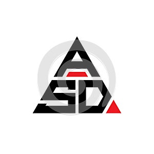 ASD triangle letter logo design with triangle shape. ASD triangle logo design monogram. ASD triangle vector logo template with red