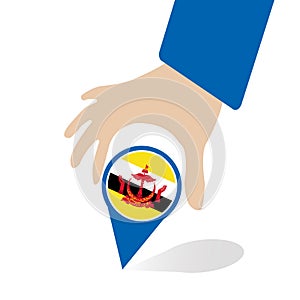 ASEAN Economic Community, AEC in businessman hand pin with Brunei, for design present in