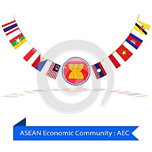 Asean Economic Community, AEC flag vector