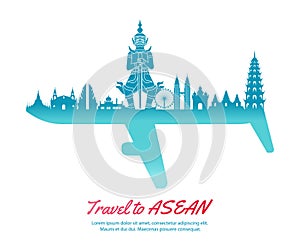 ASEAN landmarks and part of another side look like plane symbol by concept art