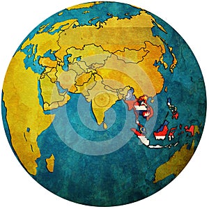 ASEAN on globe map with asia