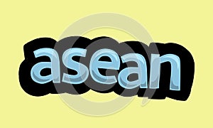 ASEAN writing vector design on a yellow background