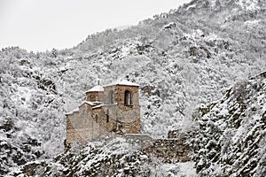 Asen Fortress, Bulgaria - Winter scenery of fortified church of Virgin Mary, the Holy Mother of God near Asenovgrad city