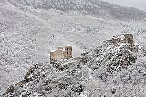 Asen Fortress, Bulgaria - Winter scenery of fortified church of Virgin Mary, the Holy Mother of God near Asenovgrad city