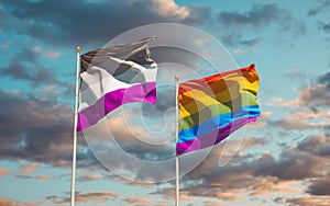 Asexual Pride and LGBT Flags