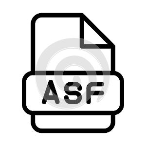 Asf File Icon. Type Files Sign outline symbol Design, Icons Format Type Data. Vector Illustration