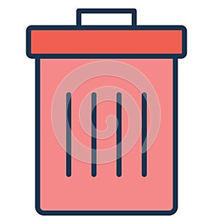 Ash bin, dustbin Isolated Vector Icon can be easily modified or edit