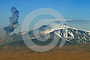 Ash eruption at the Etna Vulcano