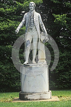 Ash Lawn, grounds of President James Monroe with statue, Charlottesville, Virginia