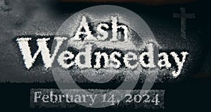 an ash wednesday 2024 date icon made of black ashes