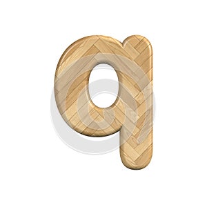 Ash wood letter Q - Lower-case 3d wooden font - Suitable for Decoration, ecology or design related subjects