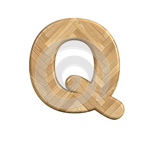 Ash wood letter Q - Upper-case 3d wooden font - suitable for Decoration, ecology or design related subjects