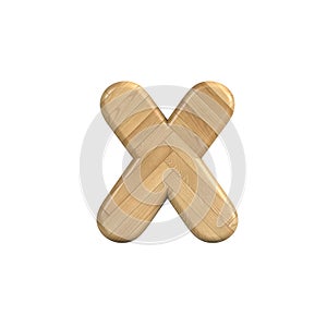 Ash wood letter X - Small 3d wooden font - Suitable for Decoration, ecology or design related subjects