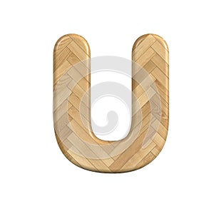 Ash wood letter U - Capital 3d wooden font - suitable for Decoration, ecology or design related subjects