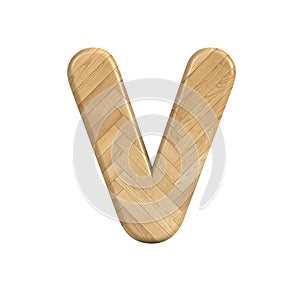 Ash wood letter V - Upper-case 3d wooden font - suitable for Decoration, ecology or design related subjects