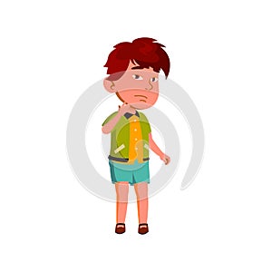ashamed boy thinking about his bad deed cartoon vector