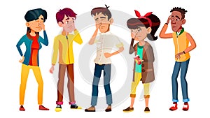 Ashamed Teenagers With Gesture Facepalm Set Vector