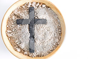 Ashes are prepared for Christian festival of apostles. dust symbol of religion, sacrifice, redemption, Jesus Christ, ash wednesday