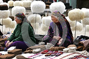 Ashgabat, Turkmenistan - February 26. Portrait of two old unid