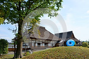 Ashikaga Gakko landscaped hillocks with Hojo in background. Ashikaga Gakko is Japan`s