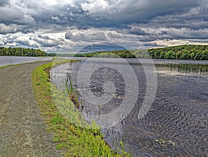 Ashley Reservoir drinking supply Holyoke, Massachusetts and pedestrian foot path photo