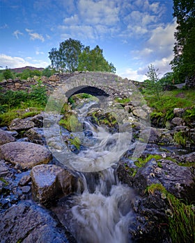 Ashness Bridge near Watendlath with streams from heavy August rains, Lake District National Park