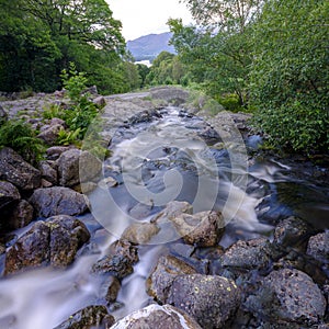 Ashness Bridge near Watendlath with streams from heavy August rains, Lake District National Park
