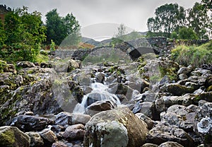 Ashness Bridge over small stream in Lake District