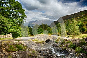 Ashness Bridge over small stream in Lake District