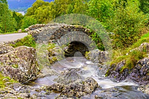 Ashness Bridge, traditional stone-built bridge, the Lake District