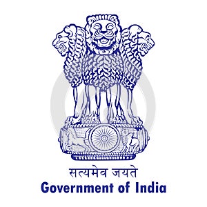 Ashok Stambh Satyamev Jayete Government of India symbol in Blue Colour (Emblem of India