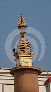 Ashoka Pillar and pinnacle of Maya Devi Temple